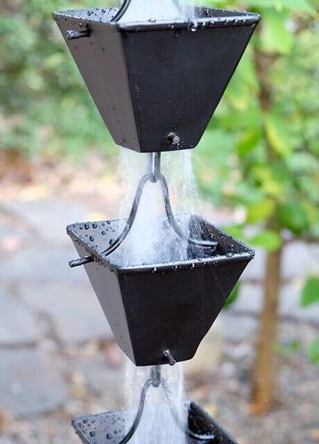 Rain Chain Medium Square Cups - Black