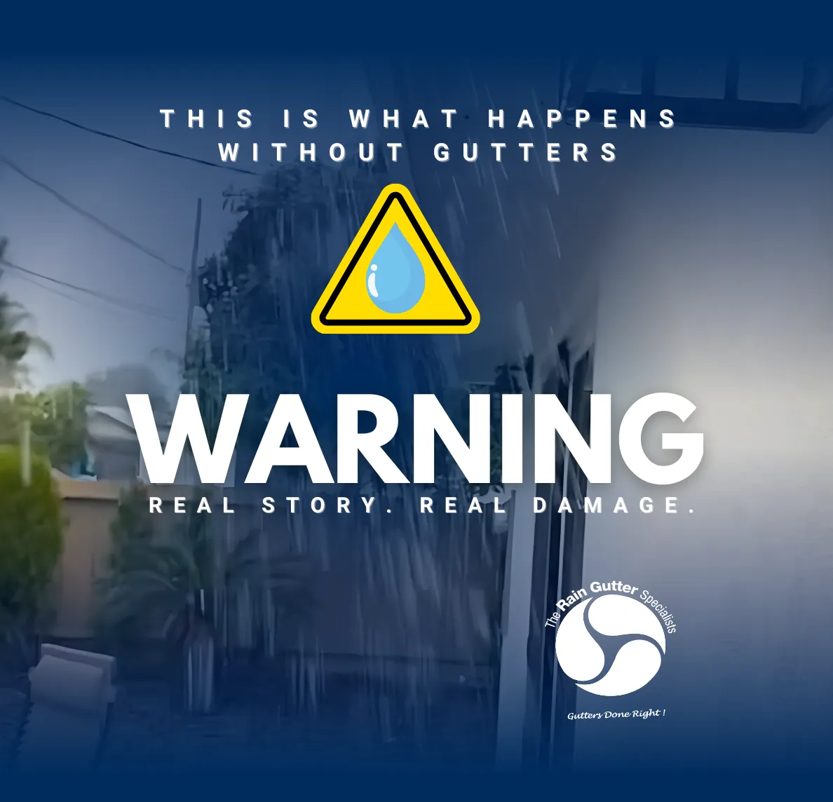Example of water damage risk without gutters